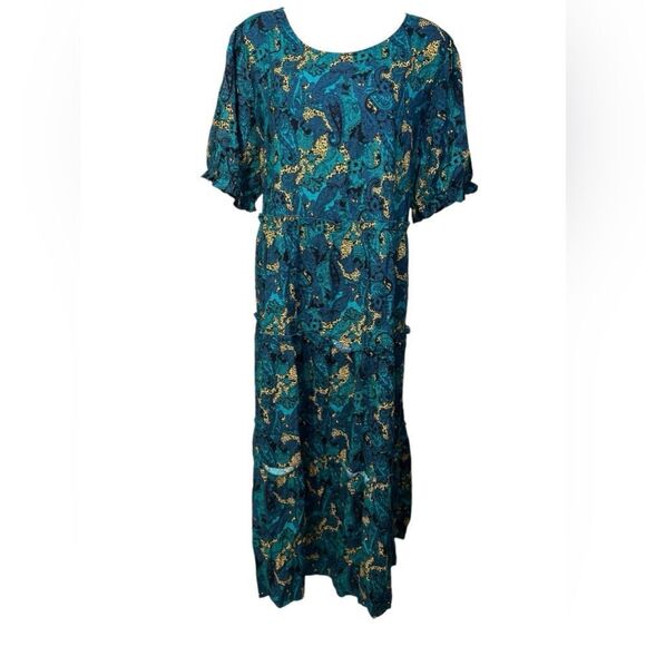 YesNo maxi dress plus size 3XL muumuu fall casual short sleeve tiered cotton -5 - Picture 2 of 7